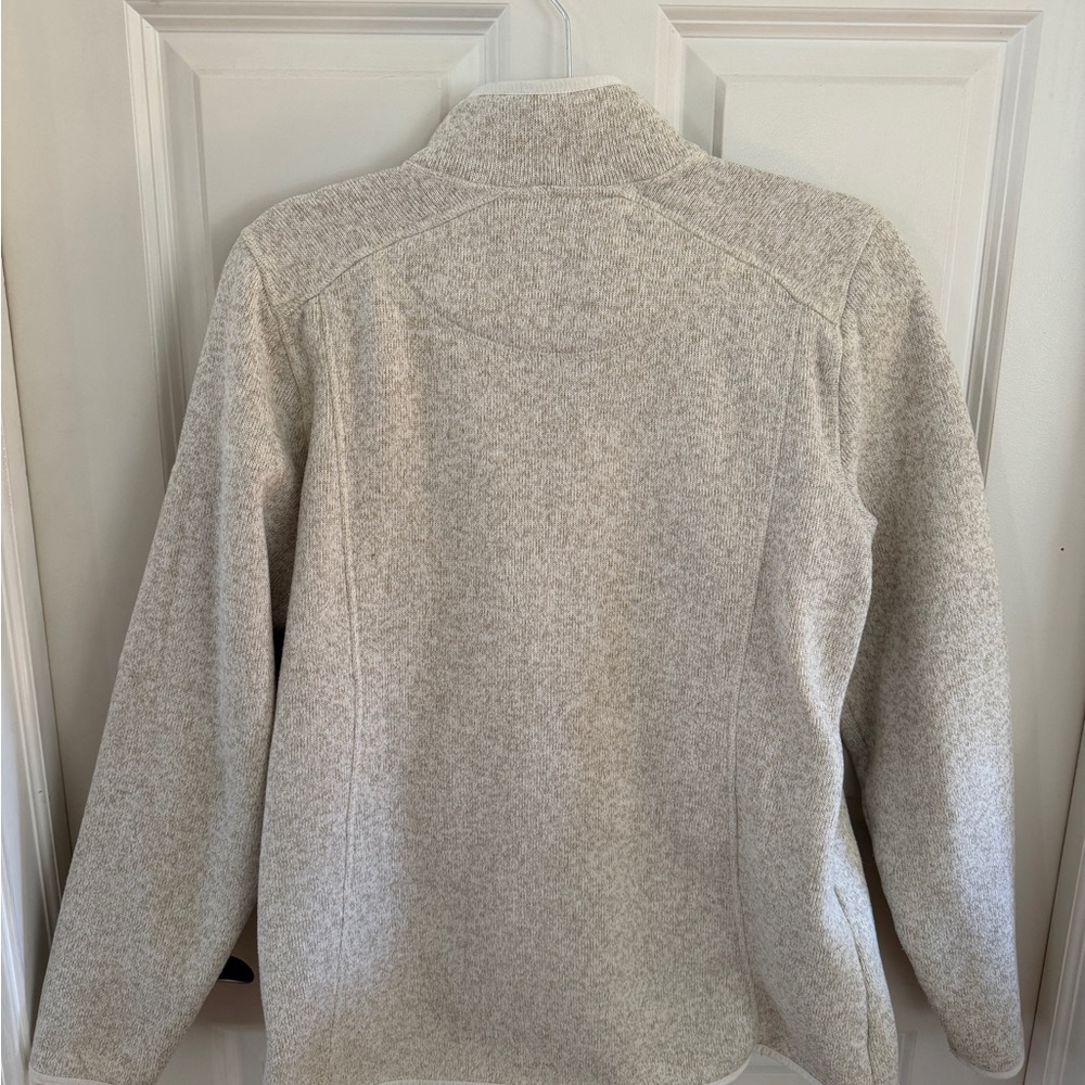 L.L. Bean Cream Knit-Texture Fleece Jacket - Picture 2 of 4